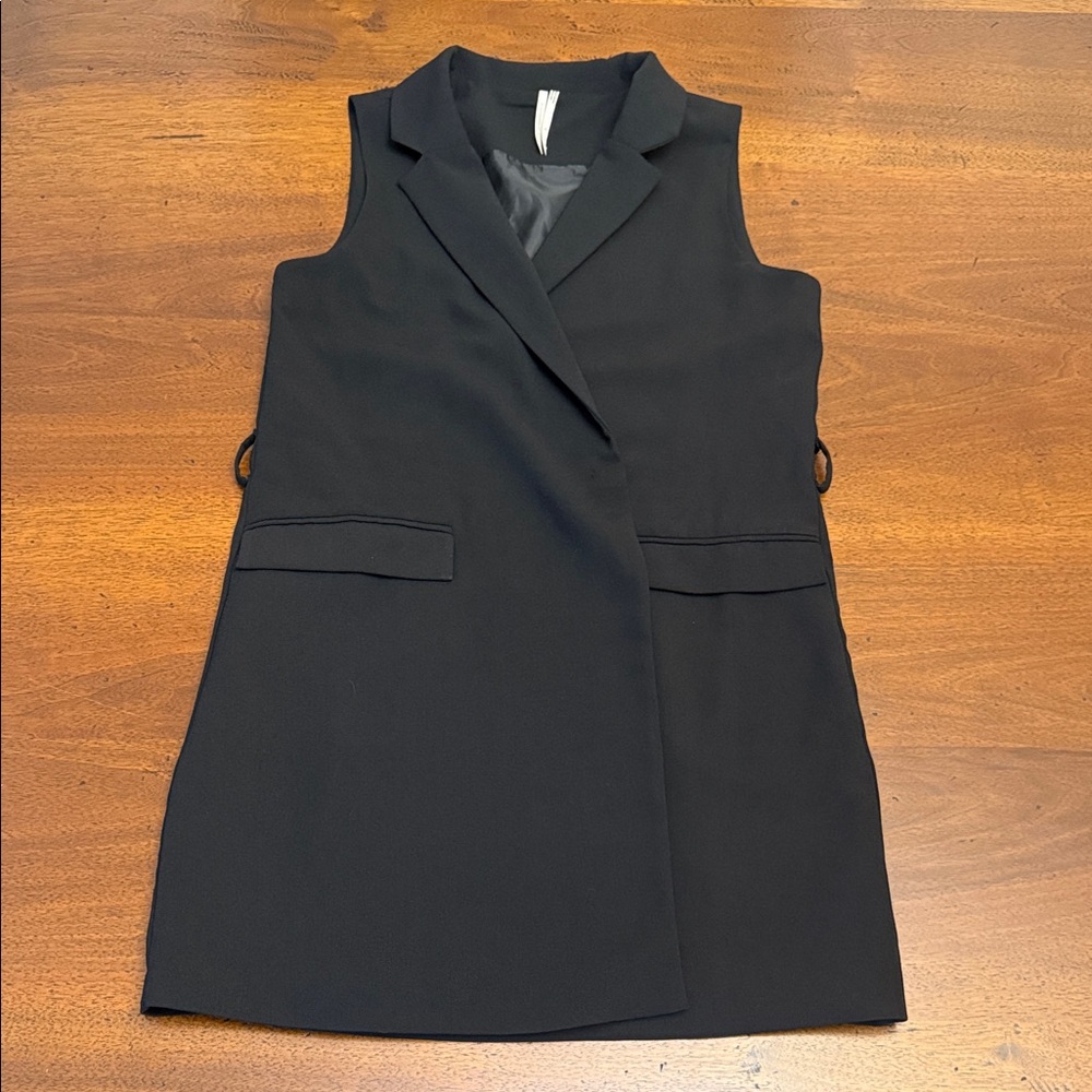 Anthropologie Black Sleeveless Blazer Shirt Dress Size Medium